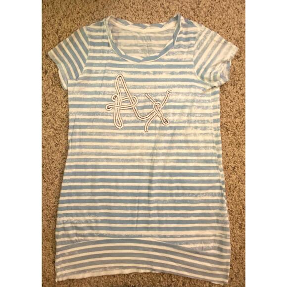 Armani Exchange Womens Size XS Striped Anchor Short Sleeve T Shirt - Picture 1 of 7
